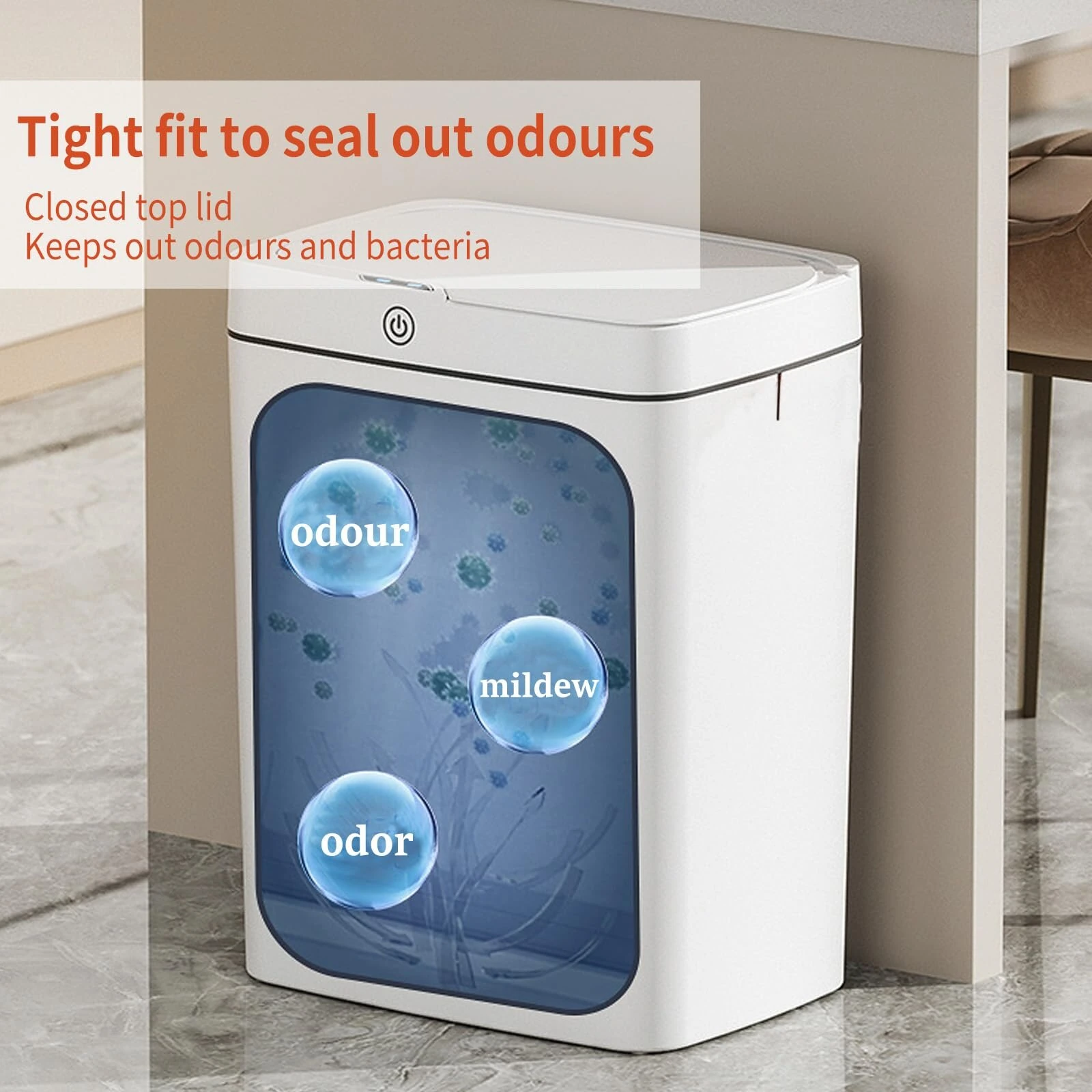 (image for) 15L Automatic Trash Can with Smart Sensor Easy Fast Packing Non-contact Trash Can with Lid Waterproof Sensor Trash Can for Kitchen Bathroom Office