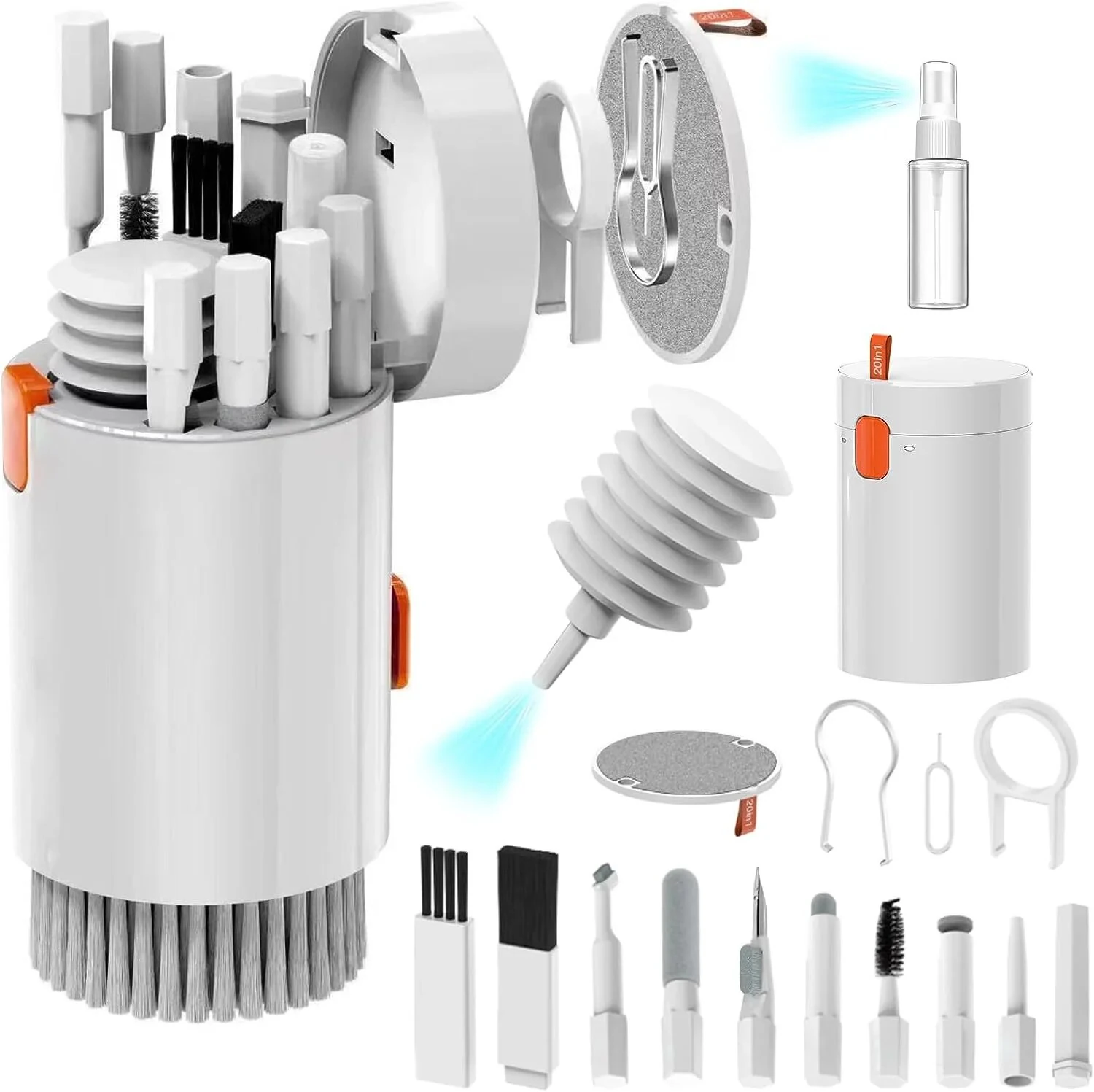 (image for) 20-in-1 Phone Computer Keyboard Cleaning Tool Kit Computer Keyboard Cleaning Brush Kit Cleaning Pen for Tablet Camera Phones Headphones Cleaning Tools Key Puller