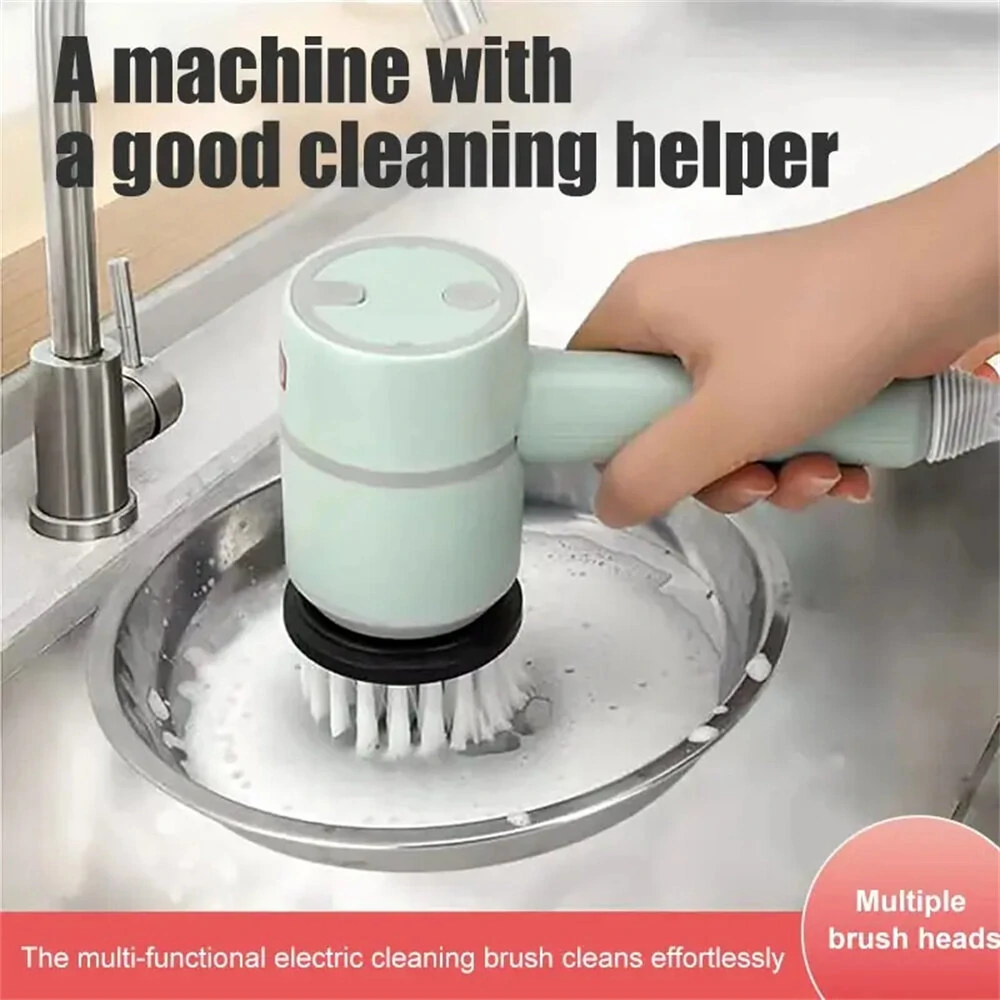 (image for) 3 in 1 USB Rechargeable Electric Cleaning Brush With Multifunctional Rotary Scrubbing Compact Design For Efficient Household Cleaning Includes 3 Brush Heads 1200MA Battery Capacity
