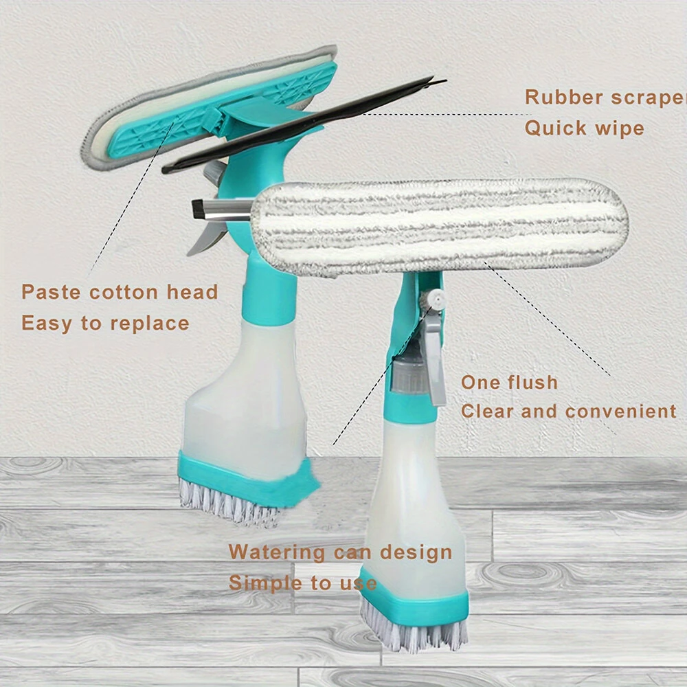 (image for) 4-in-1 Home Glass Cleaning Brush Glass Cleaning Brush Multi-function Window Cleaner Creative Household Cleaning Tools Suitable for Bathroom Mirror Window Glass Tile