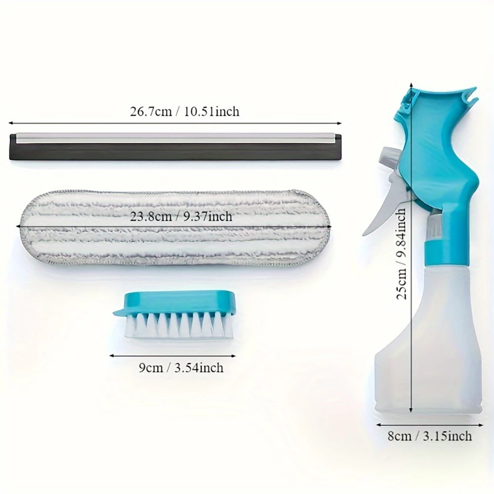 (image for) 4-in-1 Home Glass Cleaning Brush Glass Cleaning Brush Multi-function Window Cleaner Creative Household Cleaning Tools Suitable for Bathroom Mirror Window Glass Tile