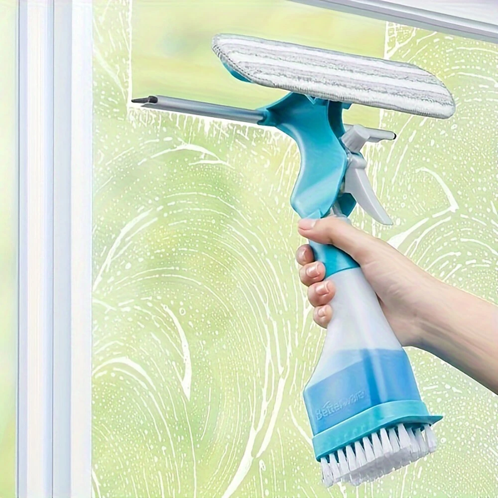 (image for) 4-in-1 Home Glass Cleaning Brush Glass Cleaning Brush Multi-function Window Cleaner Creative Household Cleaning Tools Suitable for Bathroom Mirror Window Glass Tile