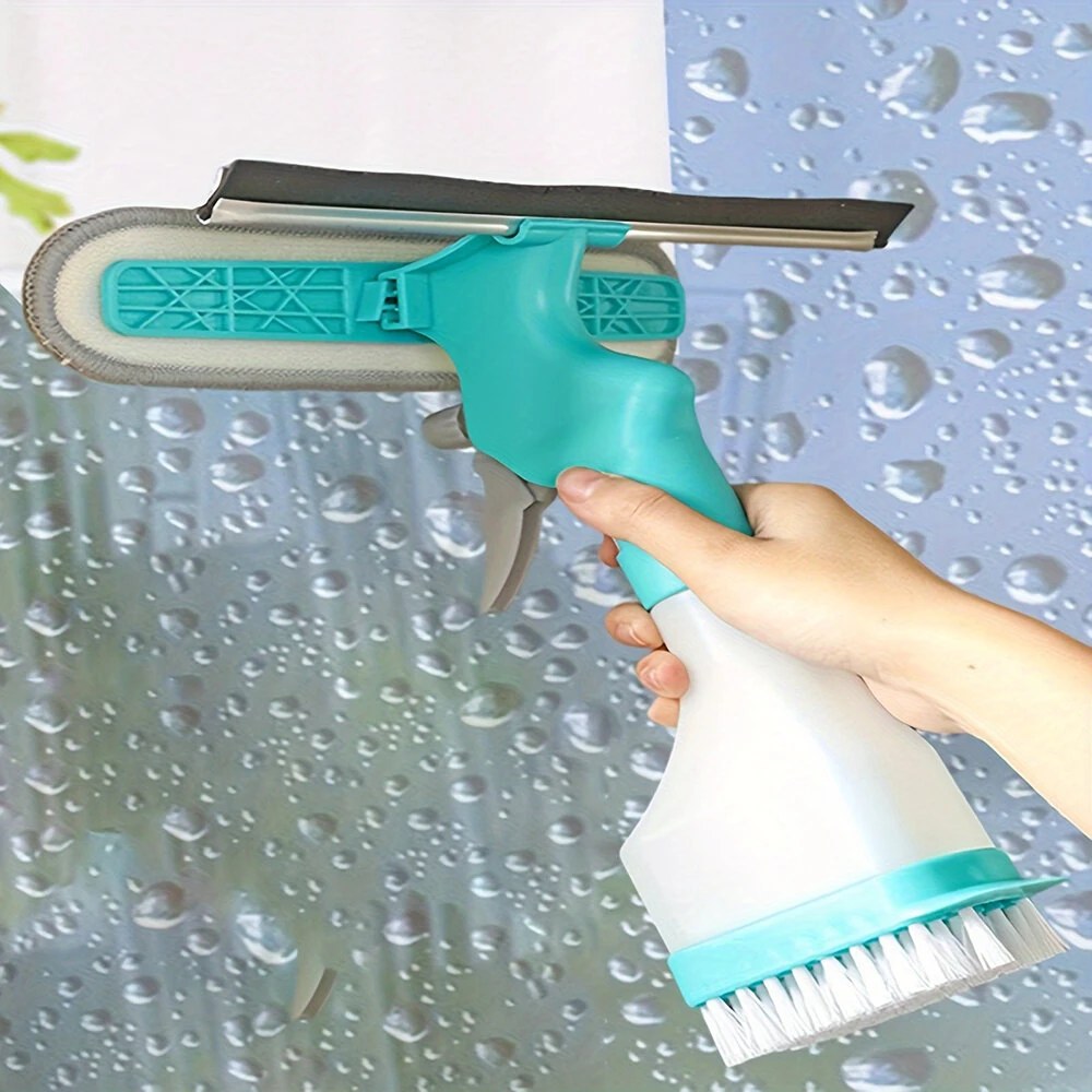 (image for) 4-in-1 Home Glass Cleaning Brush Glass Cleaning Brush Multi-function Window Cleaner Creative Household Cleaning Tools Suitable for Bathroom Mirror Window Glass Tile
