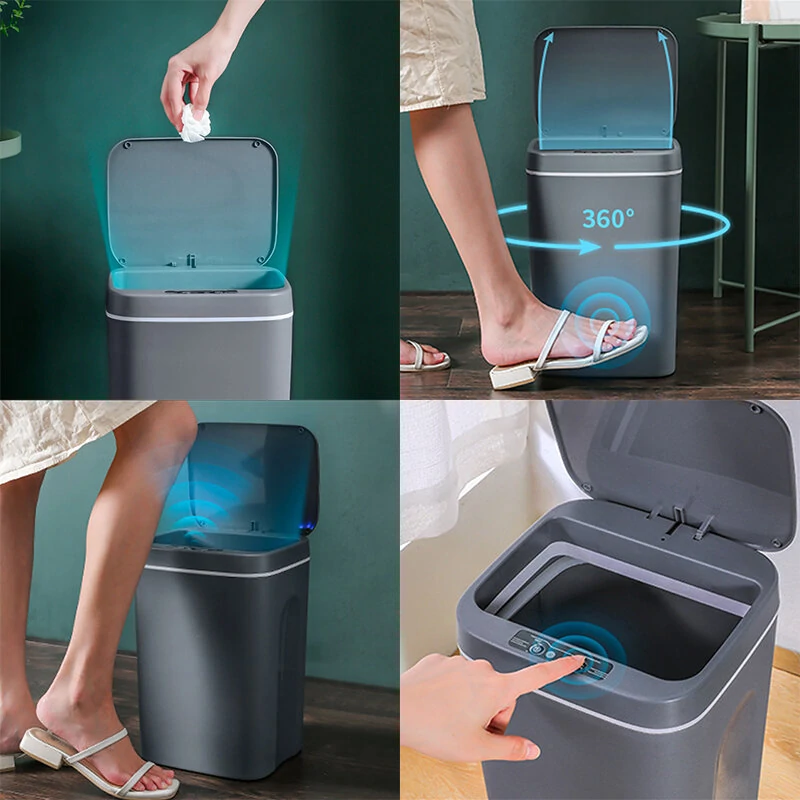 (image for) AGSIVO 16L Smart Induction Touchless Trash Can Waste Bin With Motion Sensor and Rechargeable Battery For Kitchen Bedroom Bathroom Office