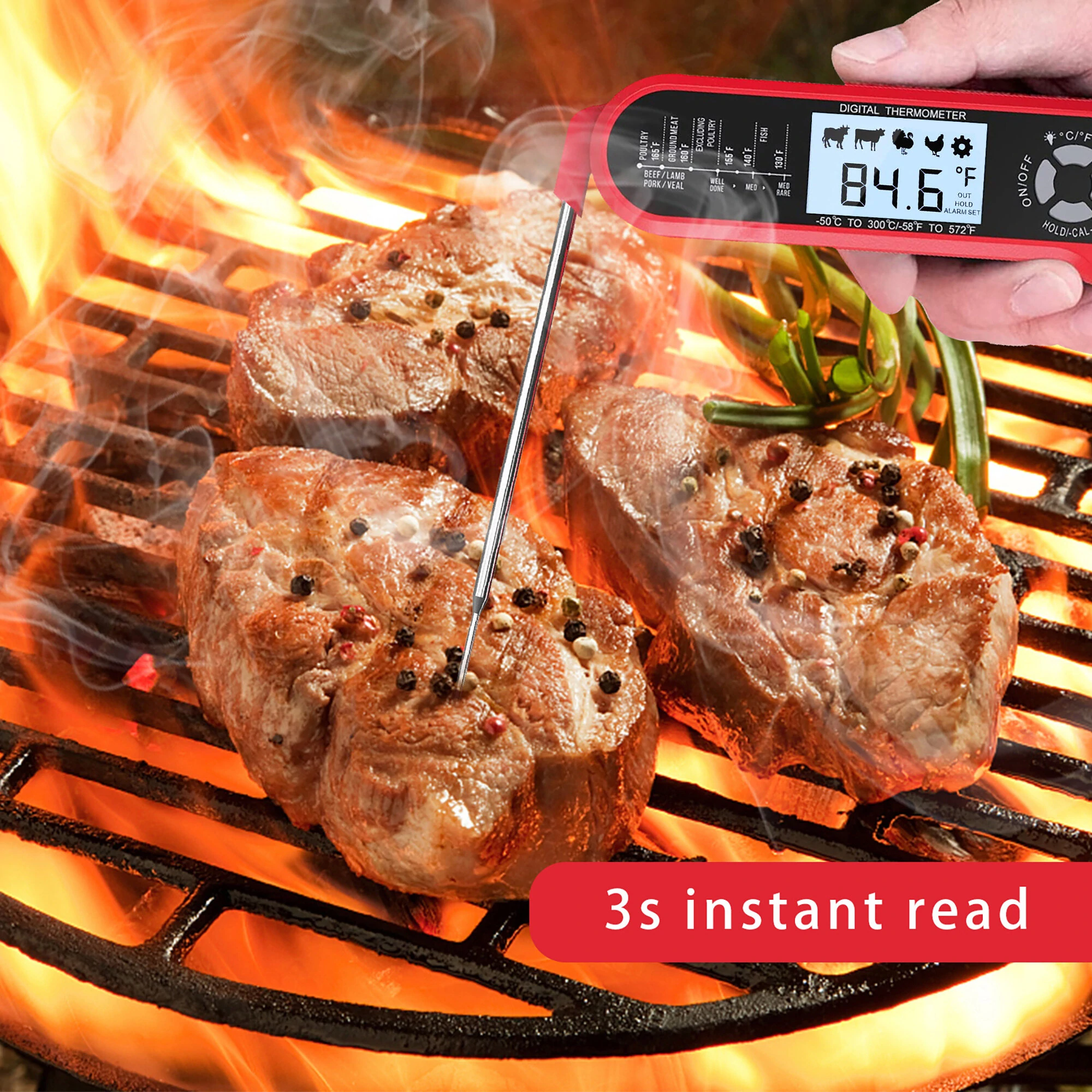 (image for) AGSIVO Dual Probes Fast Instant Read Digital Food Meat Thermometer Waterproof For BBQ Kitchen Cooking Grilling
