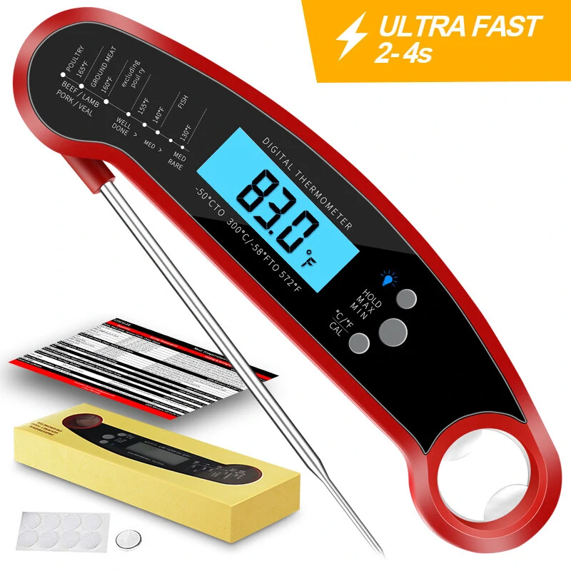 (image for) AGSIVO Fast Instant Read Digital Food Meat Thermometer Waterproof For BBQ Kitchen Cooking Grilling