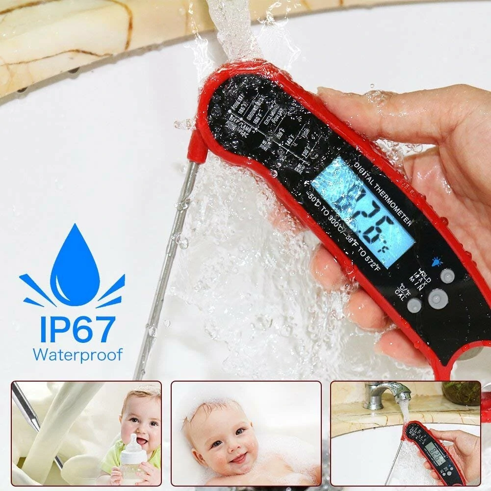 (image for) AGSIVO Fast Instant Read Digital Food Meat Thermometer Waterproof For BBQ Kitchen Cooking Grilling