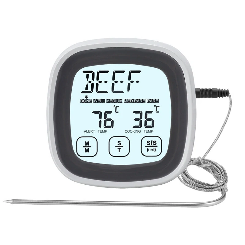 (image for) AGSIVO TS-BN53 Touch Screen Digital Meat Food Thermometer Instant Read Food Thermometer Timer Alarm for Cooking / Grilling / BBQ