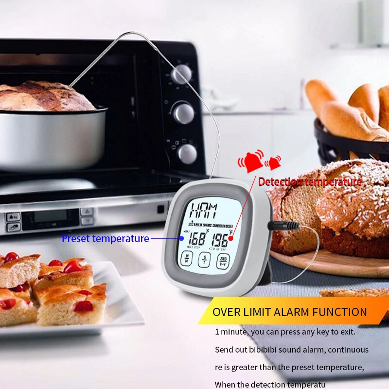 (image for) AGSIVO TS-BN53 Touch Screen Digital Meat Food Thermometer Instant Read Food Thermometer Timer Alarm for Cooking / Grilling / BBQ