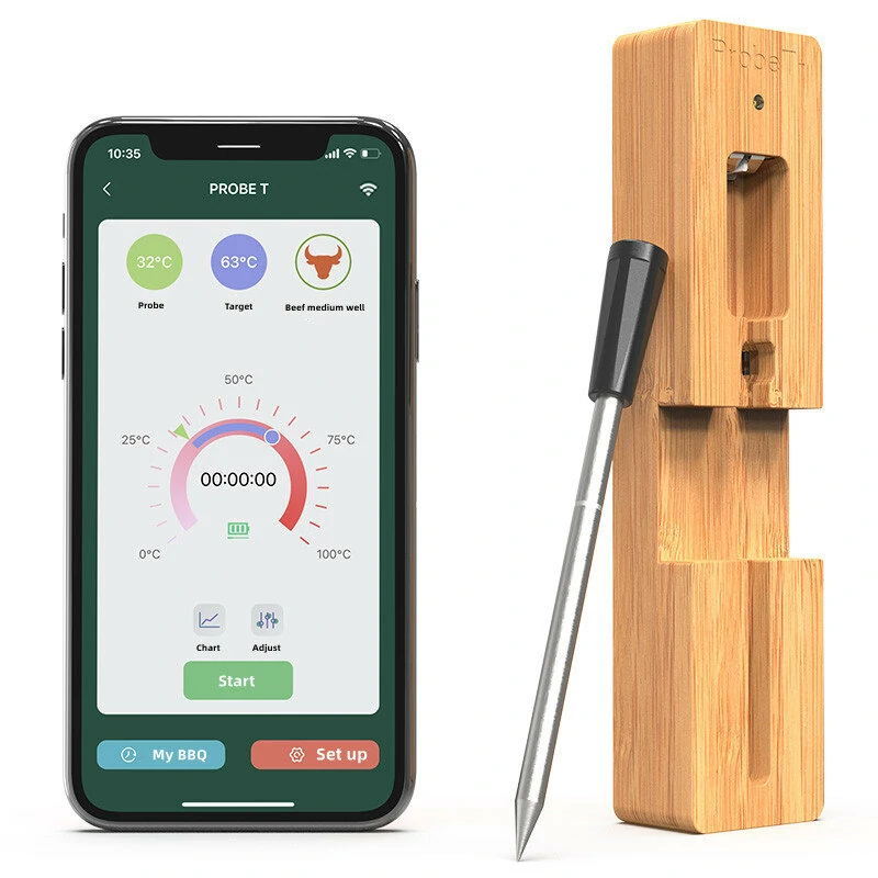 (image for) AGSIVO bluetooth Wireless Food Meat Thermometer 165ft Long Range Digital Thermometer Alarm for Grilling For BBQ Kitchen Cooking