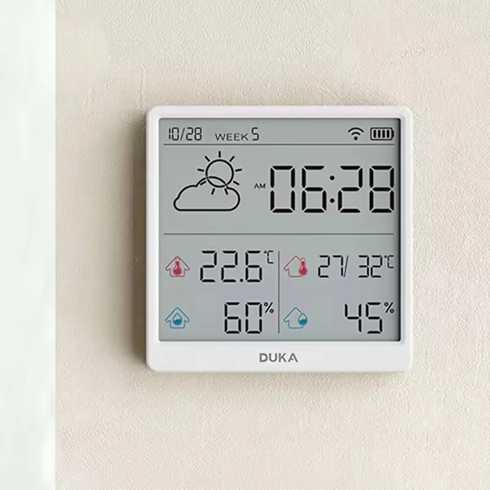 (image for) DUKA LCD Wireless Smart Home WIFI Temperature and Humidity Weather Sensor Rechargeable Indoor Clock Hygrometer Mini Digital Thermometer
