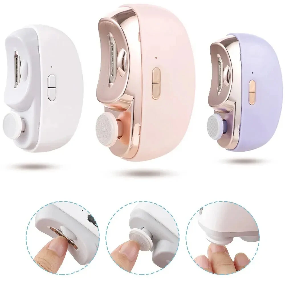 (image for) Electric Nail Clipper 2 in 1 Nail Trimmer and Polisher with Dual Motors Type-C Charging Interface 500mAh Battery Capacity Two Speed Gears Portable Safety Light for Home Use and Travel