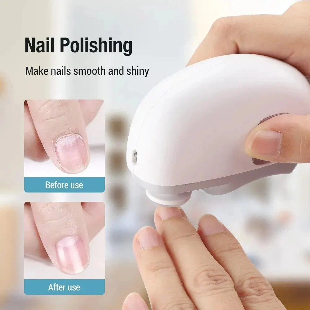 (image for) Electric Nail Clipper 2 in 1 Nail Trimmer and Polisher with Dual Motors Type-C Charging Interface 500mAh Battery Capacity Two Speed Gears Portable Safety Light for Home Use and Travel