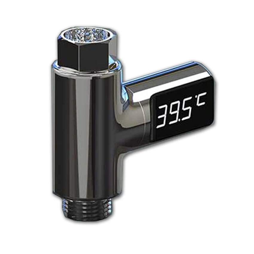 (image for) LW-101 LED Display Home Water Shower Thermometer Flow Self-Generating Electricity Water Temperture Meter Monitor Energy Smart Meter for Baby Care