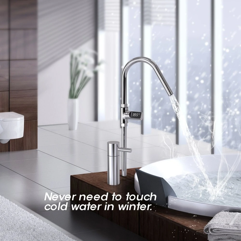 (image for) LW-101 LED Display Home Water Shower Thermometer Flow Self-Generating Electricity Water Temperture Meter Monitor Energy Smart Meter for Baby Care