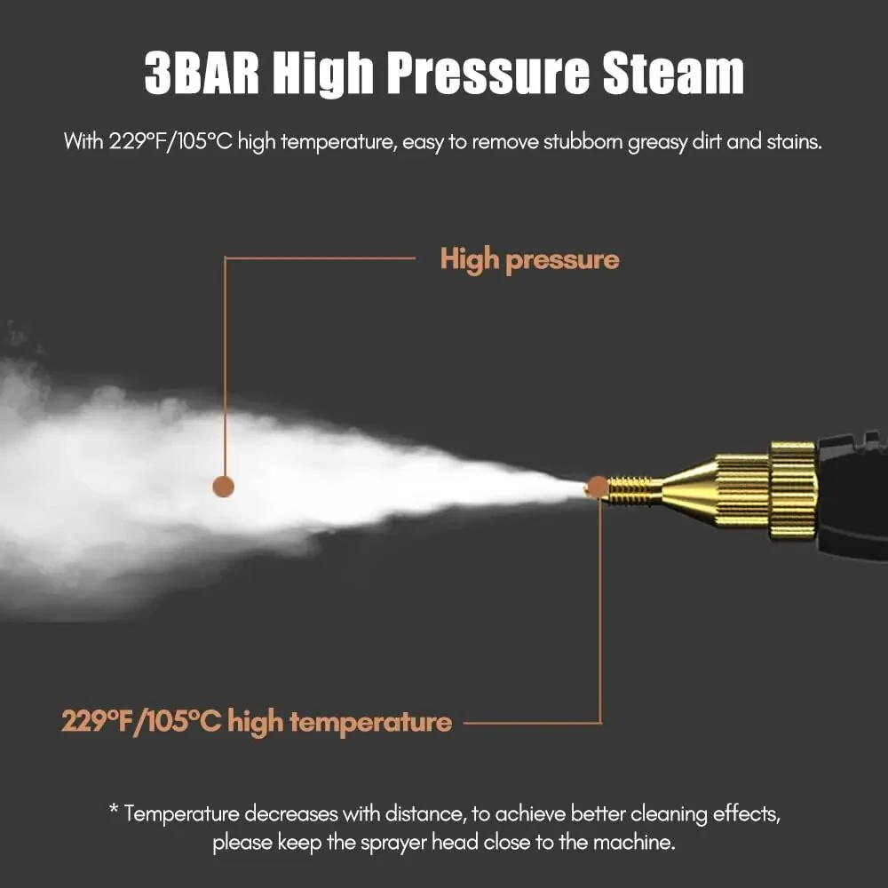 (image for) Multi-Function Digital High-Temperature Steam Cleaner Touch Screen Portable Multi-Purpose Deep Cleaning Steam Cleaner for Home Kitchen Car