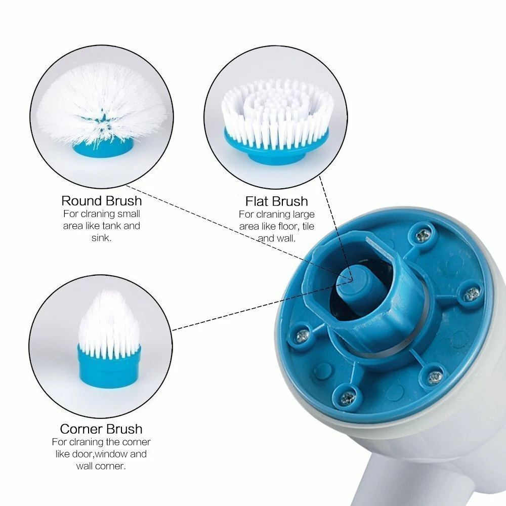 (image for) Rechargeable Bathtub Tiles Power Floor Cleaner Brush Cordless Handle Telescopic Cleaning Mops Tools With 3 Replaceable Brush Heads